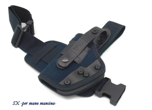 Fondina Vega cordura coscia PA262 per Glock 19-26 Beretta 8000 - BLU-SX - immagine 4