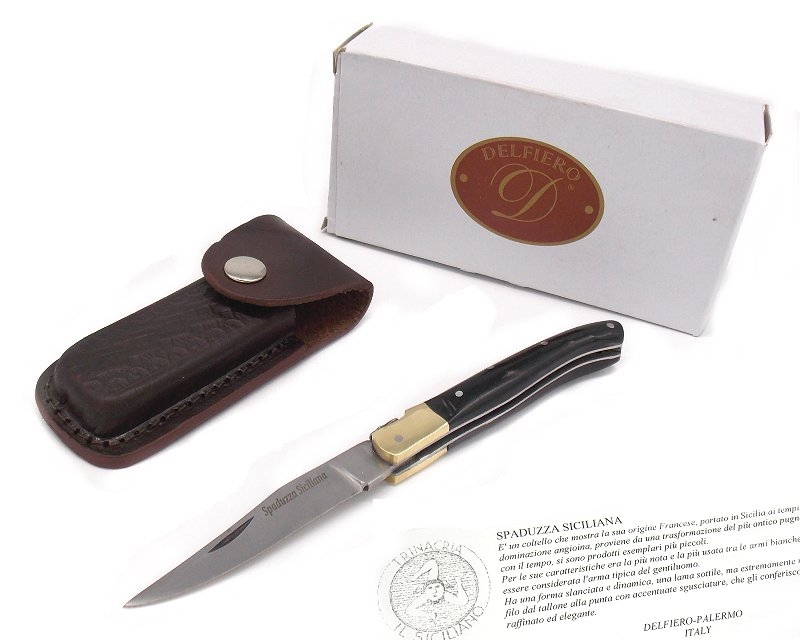 Coltello Spaduzza Siciliana manico in corno con fodero