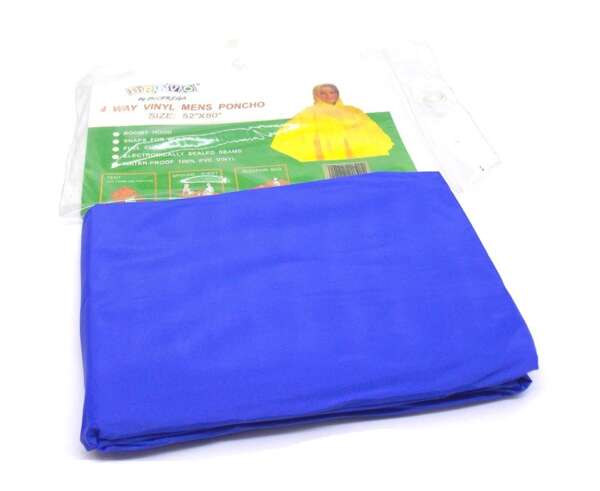 Poncho impermeabile con cappuccio - AZZURRO-U - immagine 2
