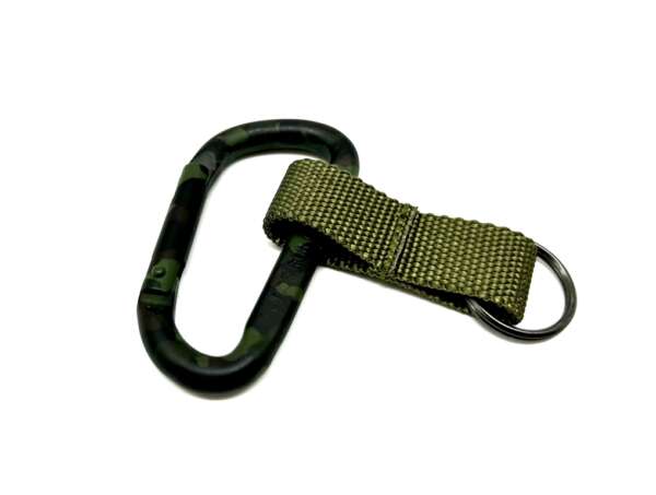 Moschettone mimetico con anello porta chiavi