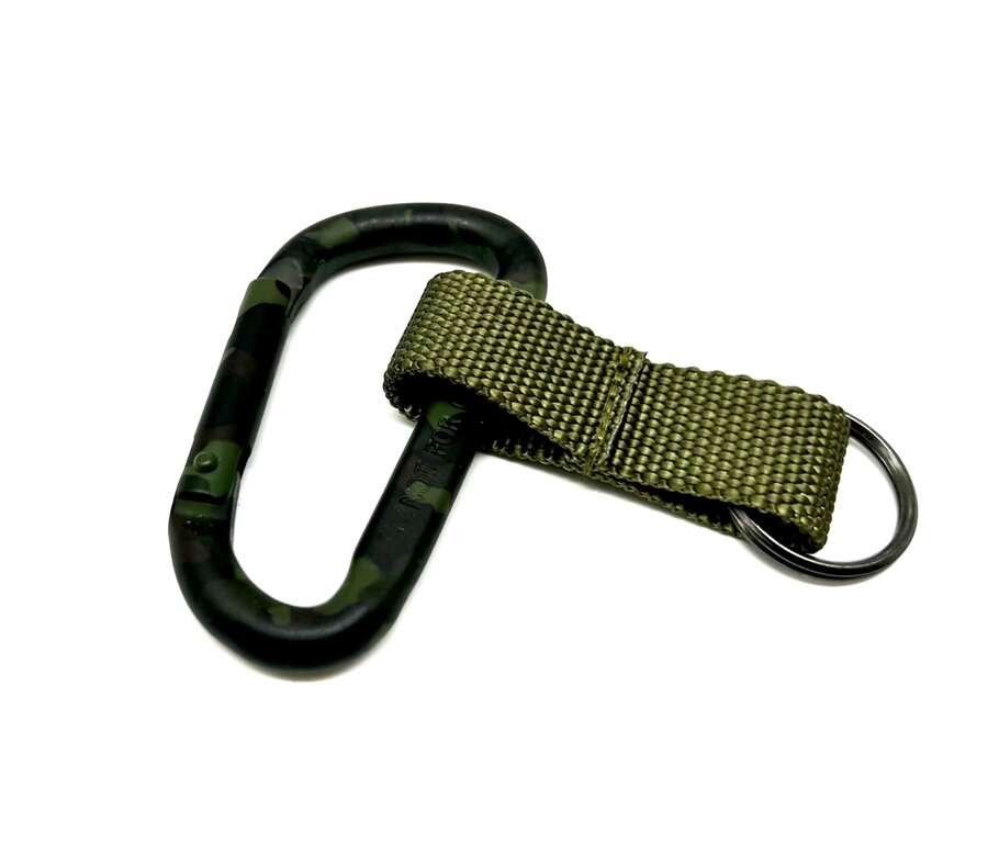 Moschettone mimetico con anello porta chiavi