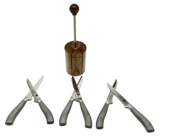 Ceppo in Legno Fox da tavola con 6 coltelli con manico grafite e lama in acciaio inox - immagine 2