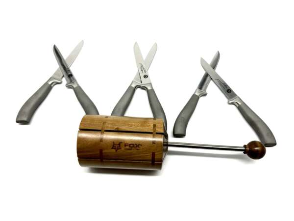 Ceppo in Legno Fox da tavola con 6 coltelli con manico grafite e lama in acciaio inox - immagine 3