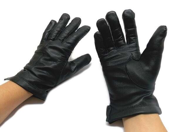 Guanti in pelle foderata per donna neri per vigile - XL