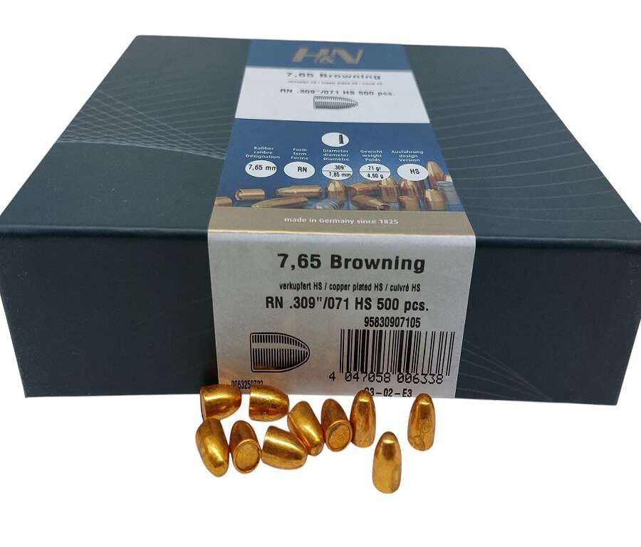 Palla HN in piombo ramato rn 7.65 browning 71 grani