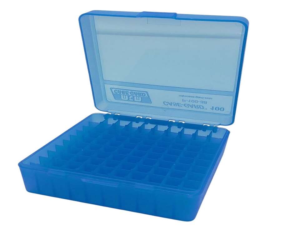 Scatola MTM in plastica 100 colpi porta munizioni calibro 38 357 mag