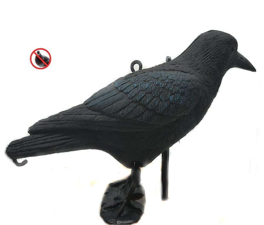 Scaccia uccelli corvo con asta e base in plastica