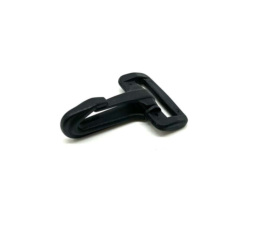 Moschettone in polimero nero per accessori