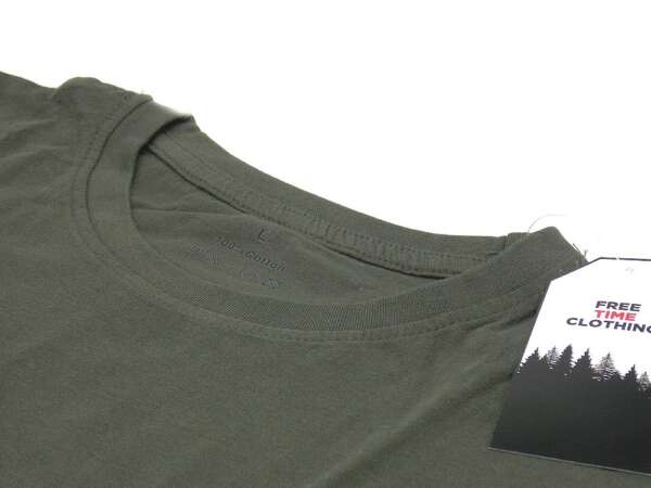 Maglietta girocollo verde militare in cotone - L - immagine 3