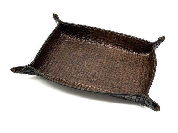 Svuota tasche contenitore in pelle cocco marrone