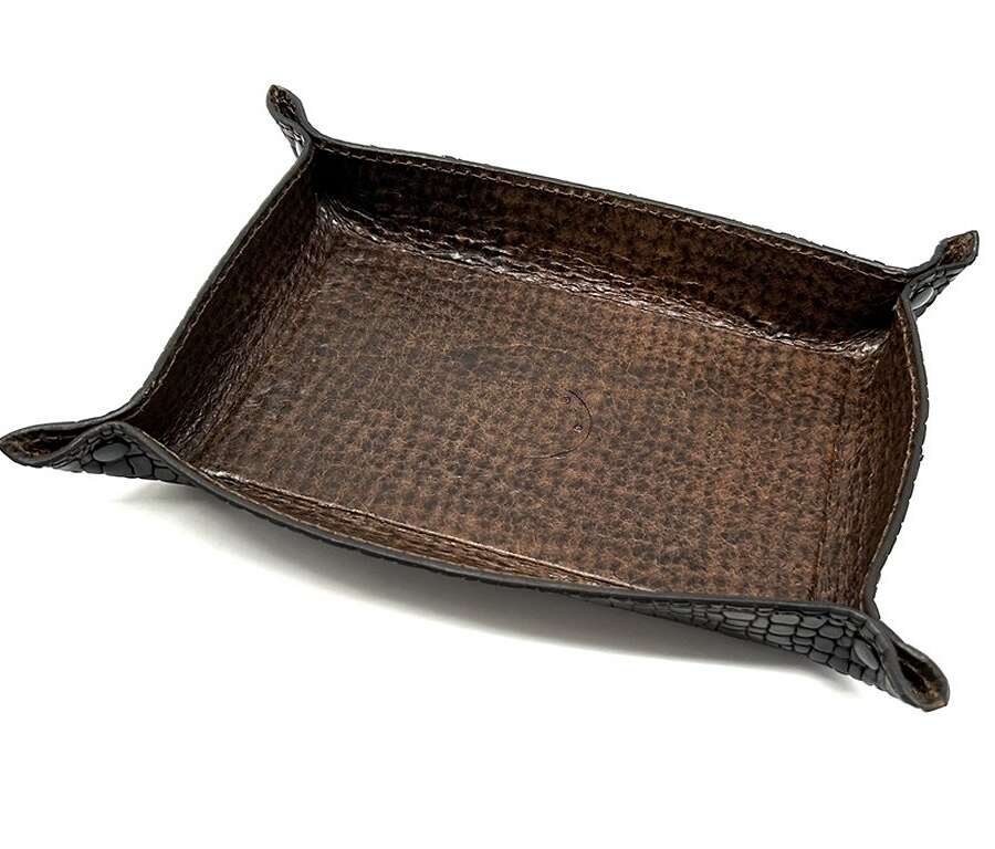 Svuota tasche contenitore in pelle cocco marrone