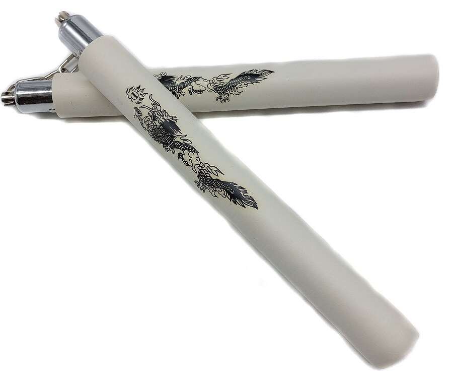 Nunchaku gomma bianca con catena per allenamento arti marziali