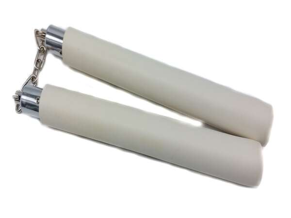 Nunchaku gomma bianca con catena per allenamento arti marziali - immagine 3