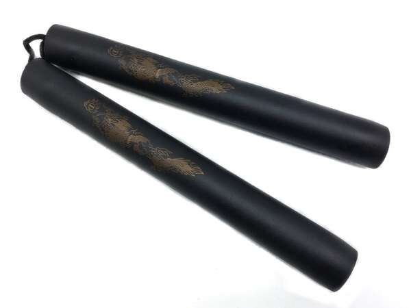 Nunchaku gomma nera con corda per allenamento arti marziali - immagine 2