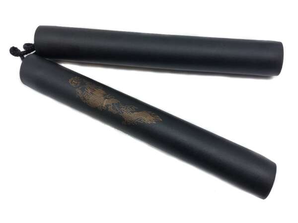 Nunchaku gomma nera con corda per allenamento arti marziali - immagine 3