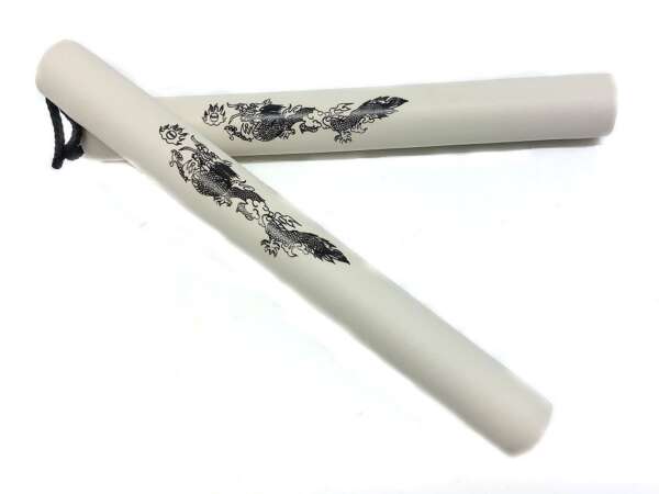 Nunchaku gomma bianca con corda per allenamento arti marziali