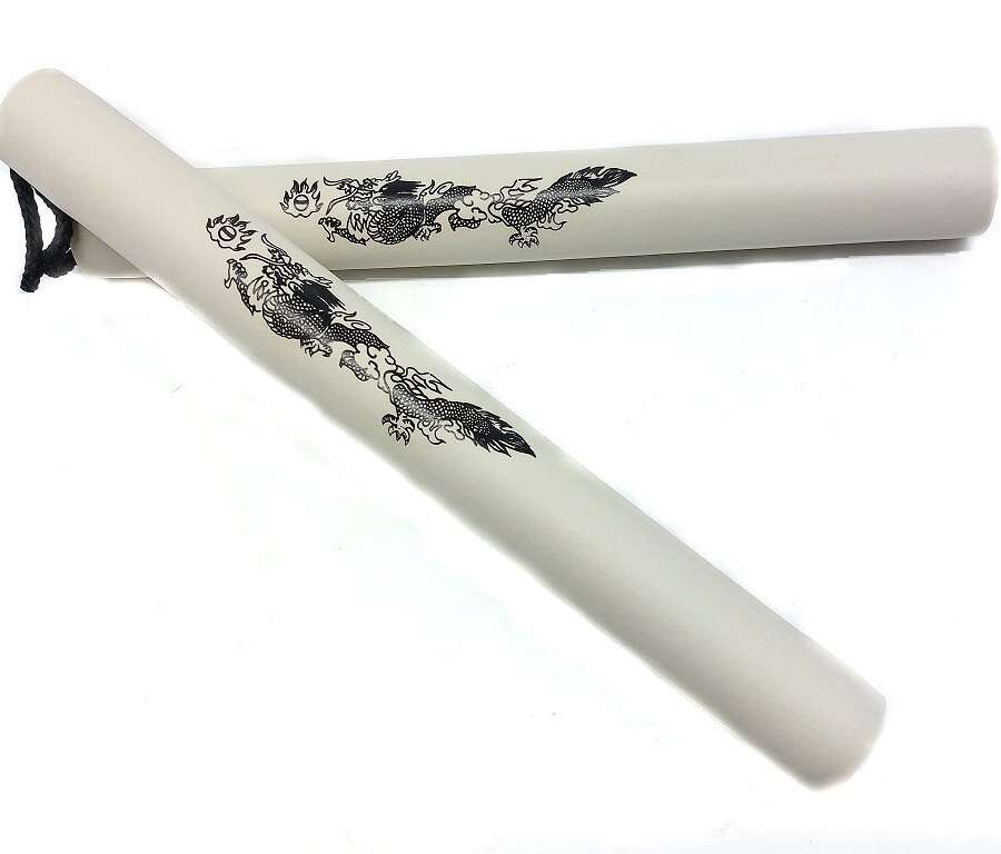 Nunchaku gomma bianca con corda per allenamento arti marziali