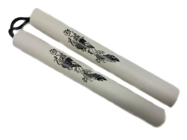 Nunchaku gomma bianca con corda per allenamento arti marziali - immagine 2