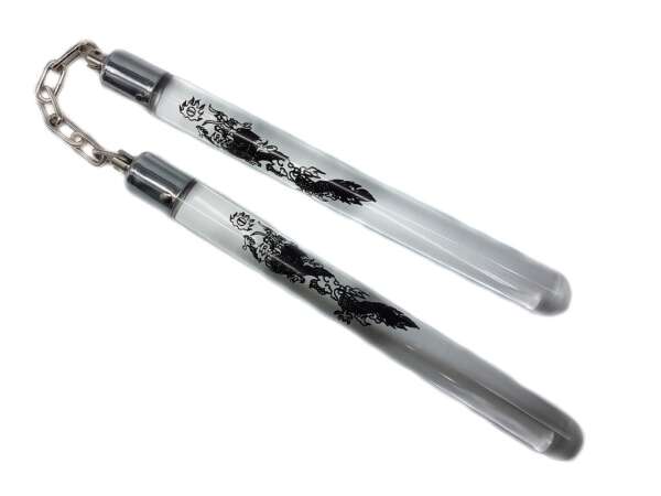 Nunchaku plastica trasparente con catena per arti marziali