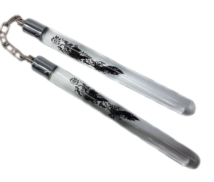 Nunchaku plastica trasparente con catena per arti marziali
