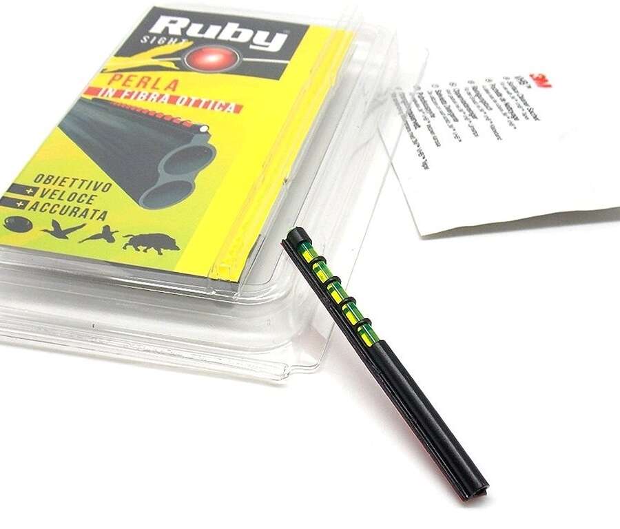 Mirino adesivo Ruby caccia fibra ottica verde per fucile
