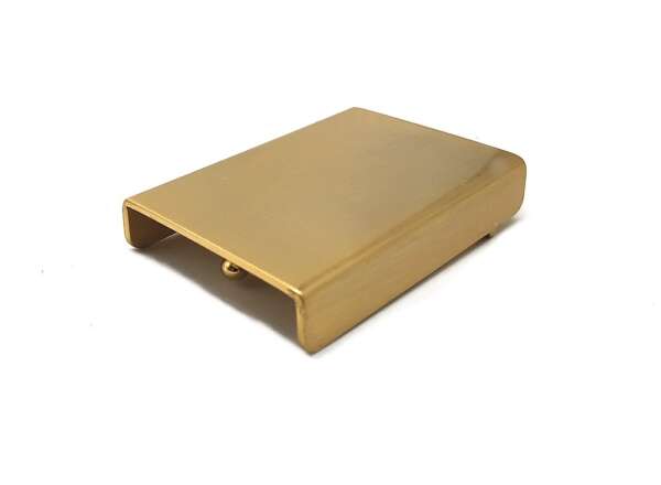Fibbia neutra piatta in metallo dorato con un piolo per cinture H4 CM