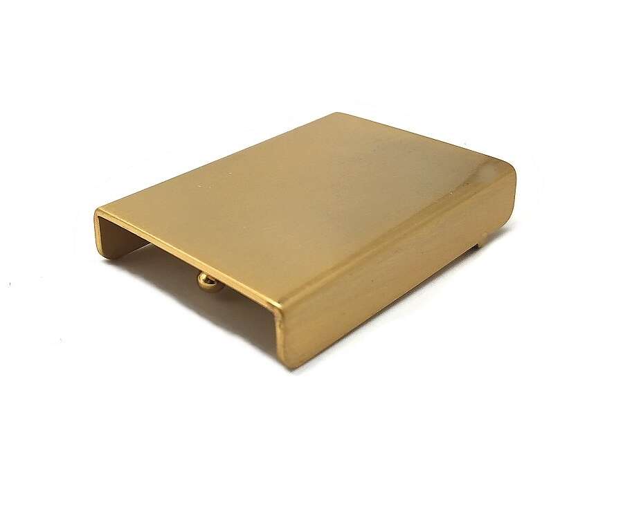 Fibbia neutra piatta in metallo dorato con un piolo per cinture H4 CM