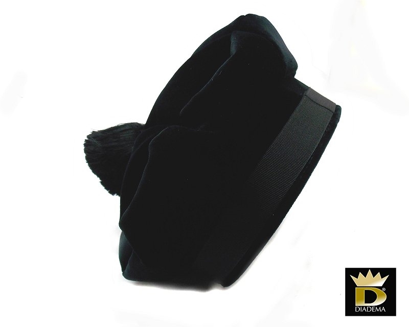 Tocco Diadema per avvocato in velluto nero con pon pon in seta - 56