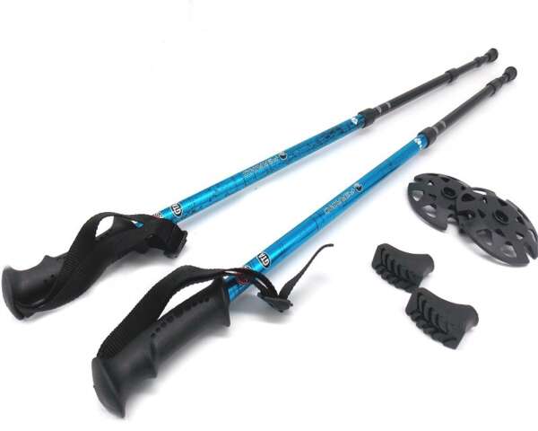 Coppia bastoni da trekking Ferrino GTA blu con puntali da sterrato - immagine 2