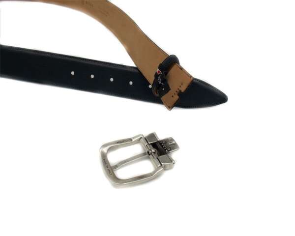 Cintura da uomo per divisa in pelle navy 40 mm - 3 - immagine 2