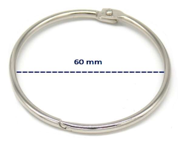 Anello apribile in acciaio nichelato diametro 60 mm per tende o portachiavi