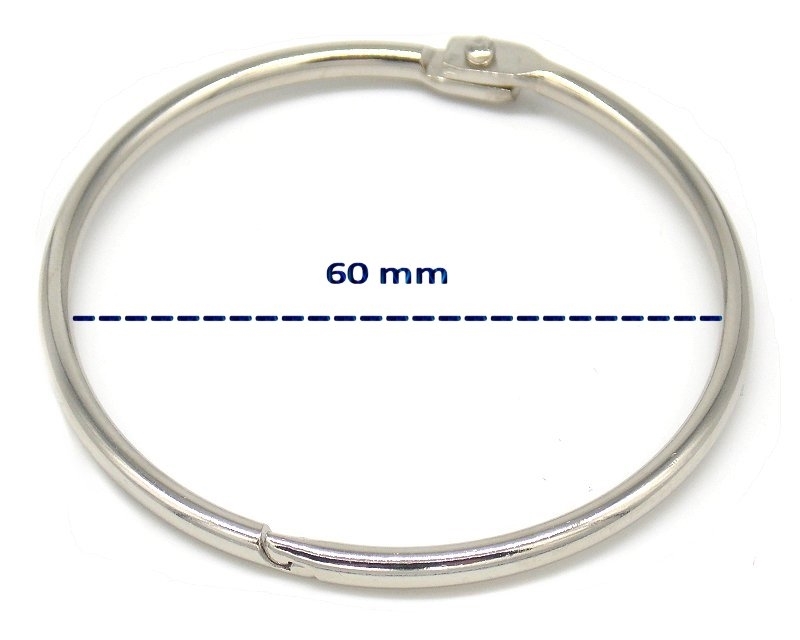 Anello apribile in acciaio nichelato diametro 60 mm per tende o portachiavi