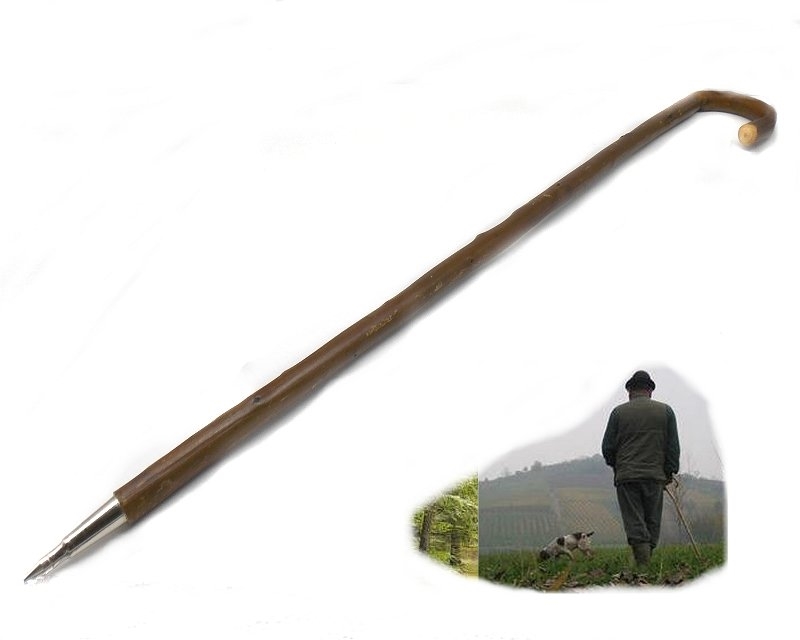 Bastone in castagno da uomo con punta in metallo da tartufi
