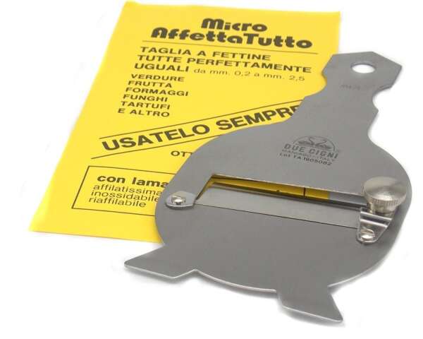 Affettatutto tagliatartufi Due Cigni in acciaio inox lama liscia