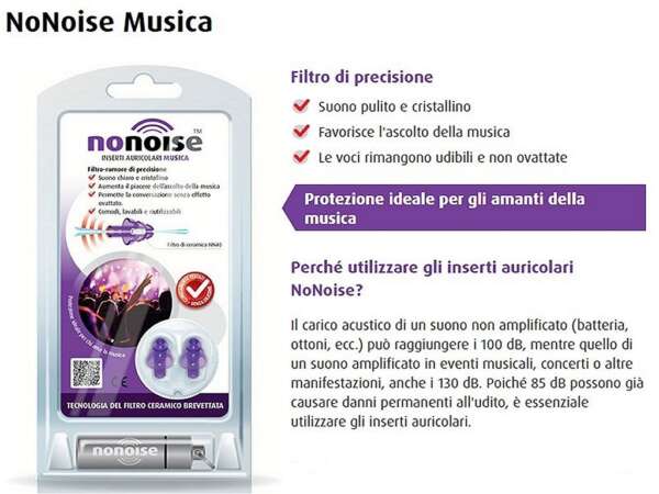 Tappi Auricolari Nonoise per musica filtro di ceramica NN40 - immagine 3