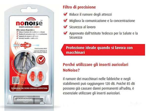 Tappi Auricolari Nonoise Lavoro filtro di ceramica NN10 - immagine 3
