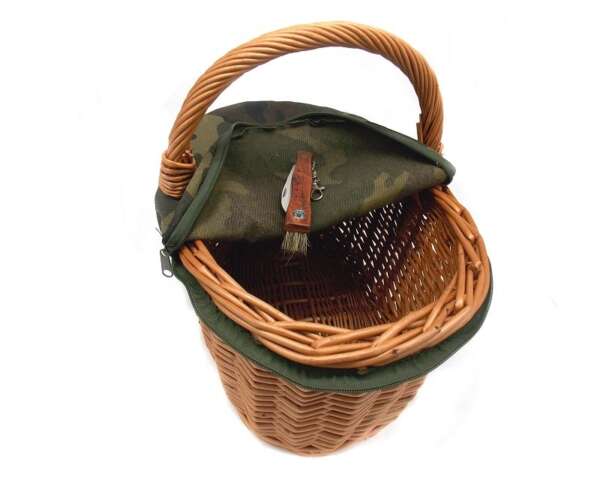 Cesta paniere Delfiero in vimini per funghi con coltello - immagine 3