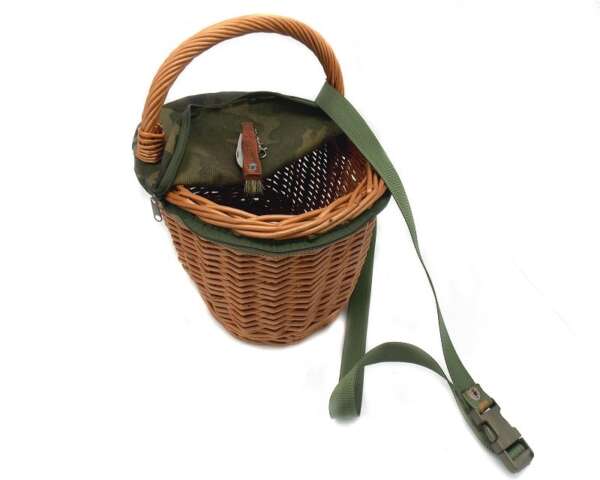 Cesta paniere Delfiero in vimini per funghi con coltello - immagine 4