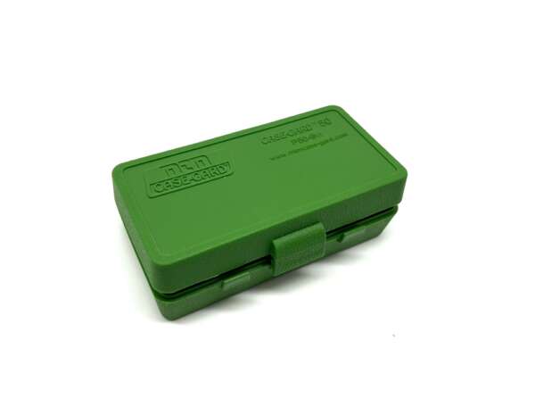 Scatola MTM in plastica 50 colpi porta munizioni calibro 9 mm 380 acp