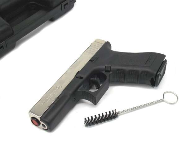 Pistola Bruni a salve Gap nikel e nera calibro 9 mm Top Firing