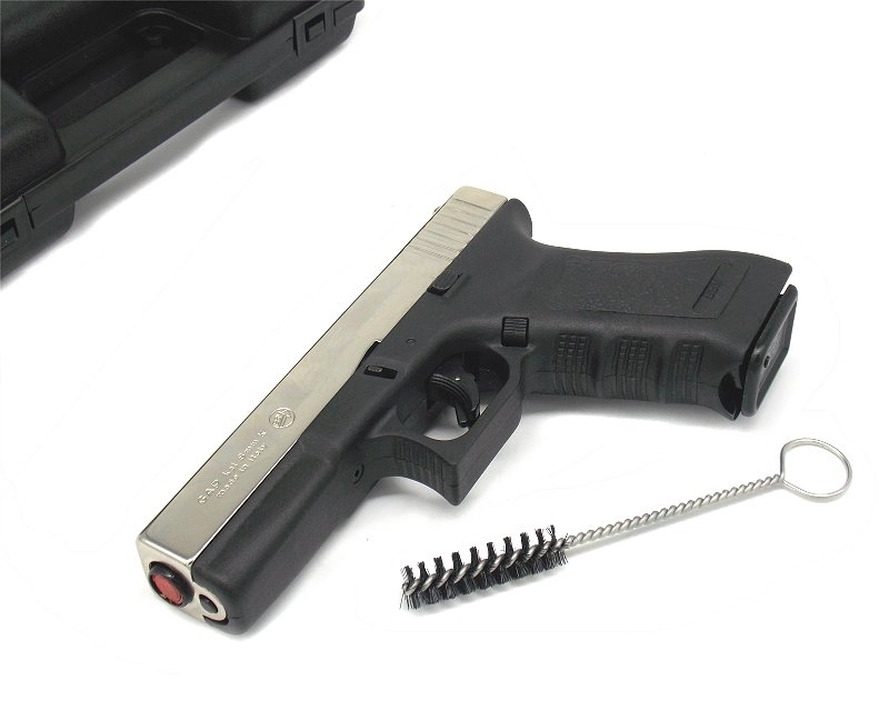 Pistola Bruni a salve Gap nikel e nera calibro 9 mm Top Firing
