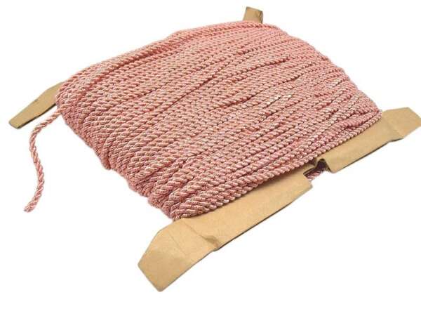 Corda in tessuto intrecciato di colore rosa e dorato