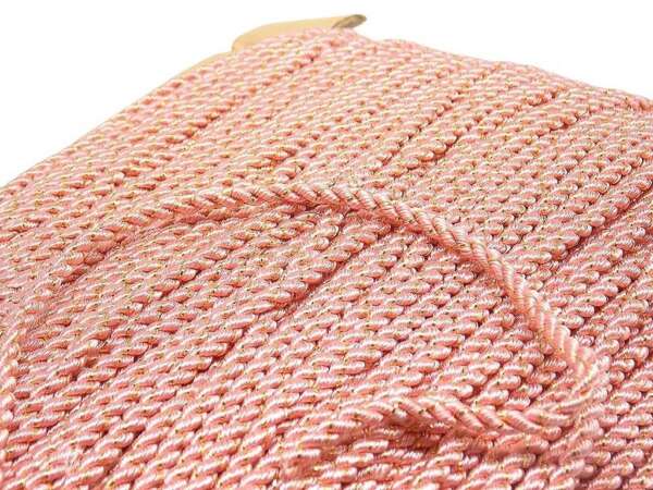 Corda in tessuto intrecciato di colore rosa e dorato - immagine 2