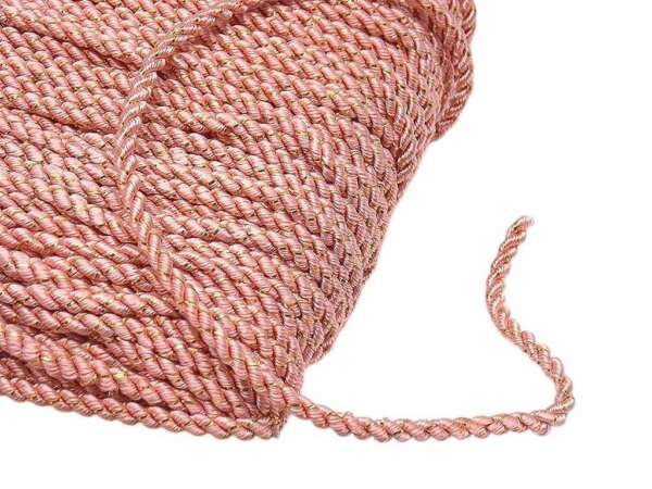 Corda in tessuto intrecciato di colore rosa e dorato - immagine 3