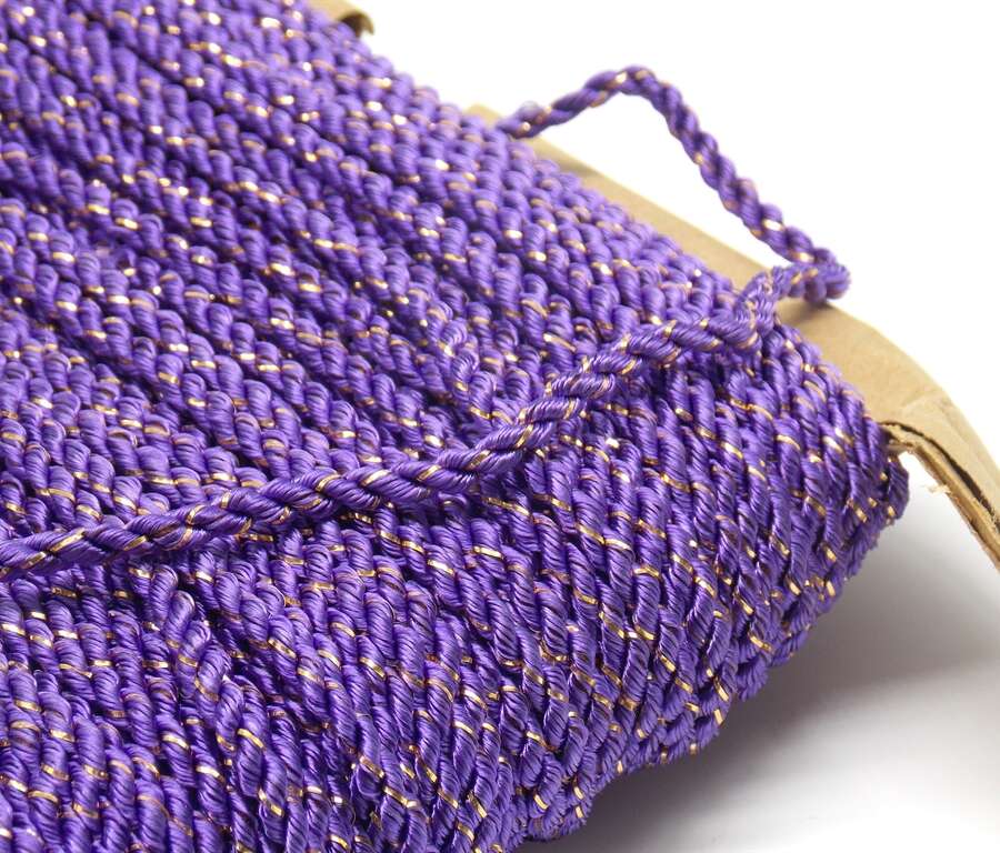 Corda in tessuto intrecciato di colore viola e dorato