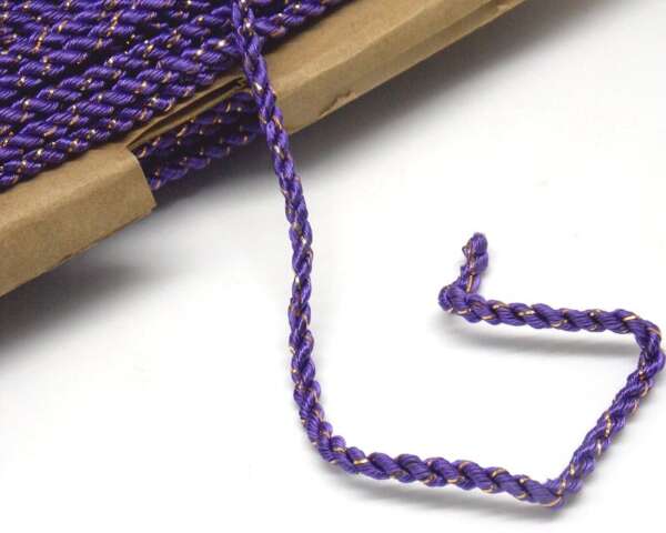 Corda in tessuto intrecciato di colore viola e dorato - immagine 3