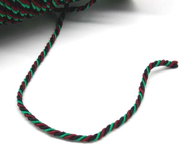Corda in tessuto intrecciato di colore verde rosso e nero - immagine 2