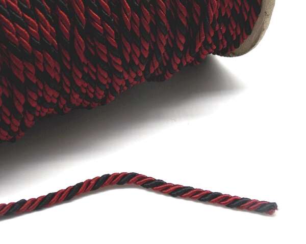 Corda in tessuto intrecciato di colore amaranto e nero - immagine 2