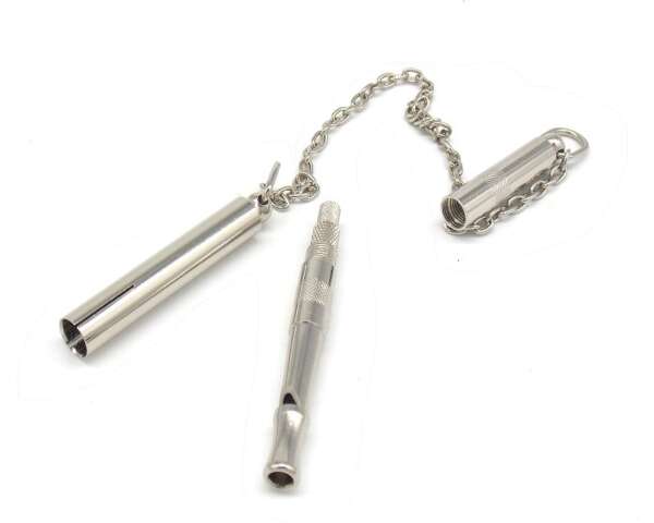 Fischietto per cane con catena in metallo