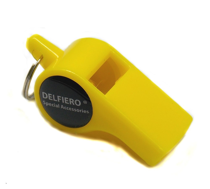 Fischietto Delfiero tipo Balilla in plastica gialla alta visibilita
